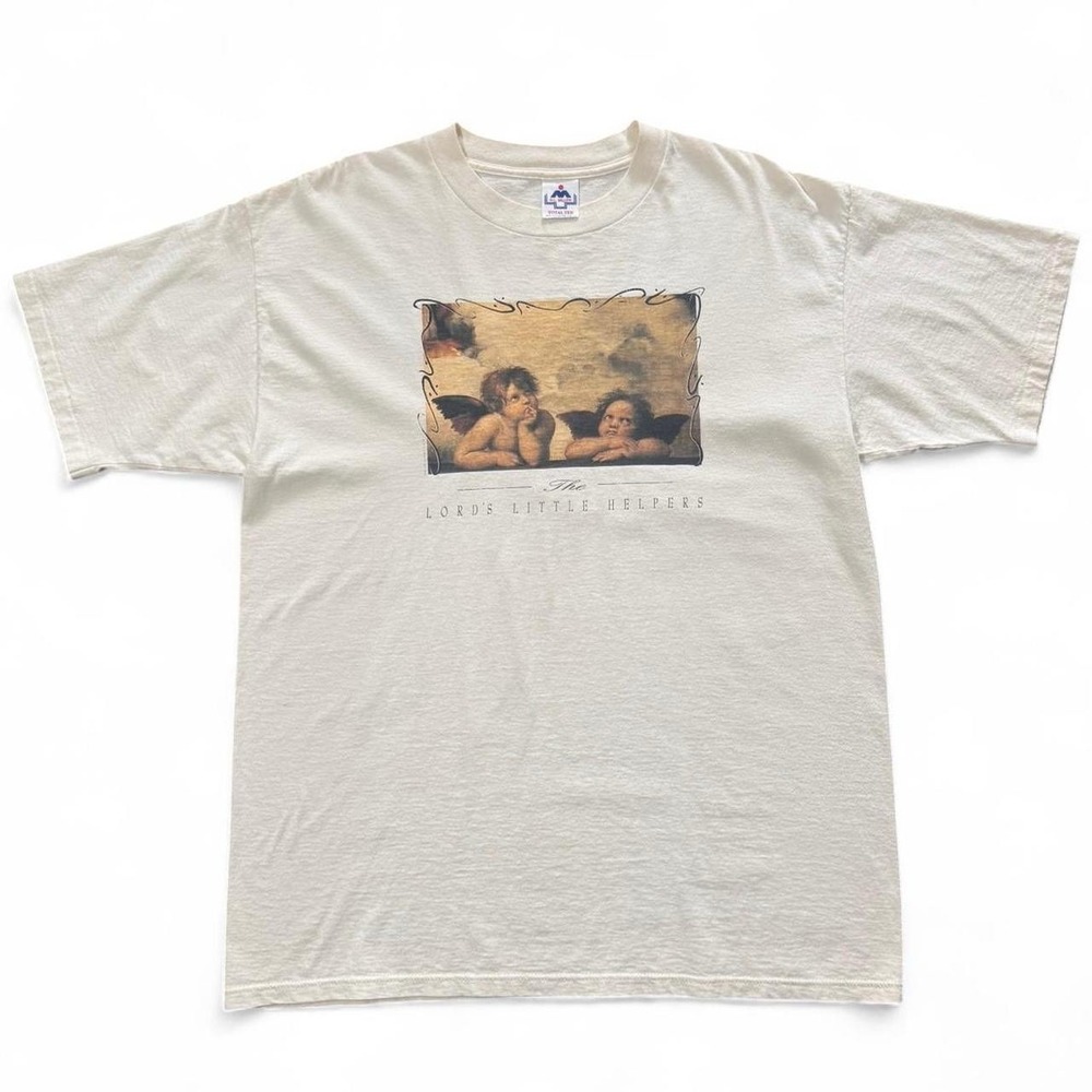 Vintage 90s Cream Lords Little Helpers Raphael Angels Religious Cherubs T-shirt